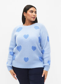 Genser med hjerter, Ch. Blue/Blue Bonnet, Model