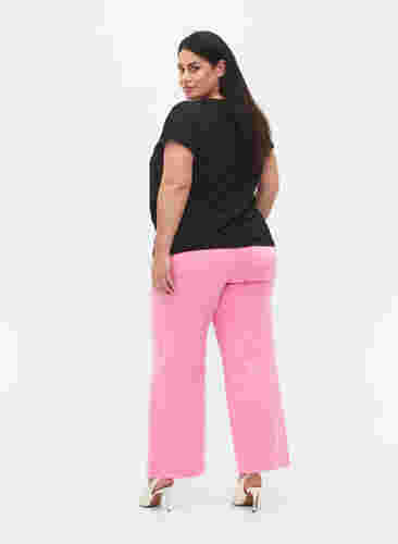 Flared jeans med høyt liv, Pink, Model image number 1