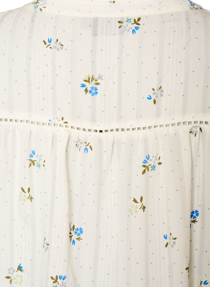 Kort kjole i viskose med blondedetalj og A-formet snitt, Vanilje, Packshot image number 3