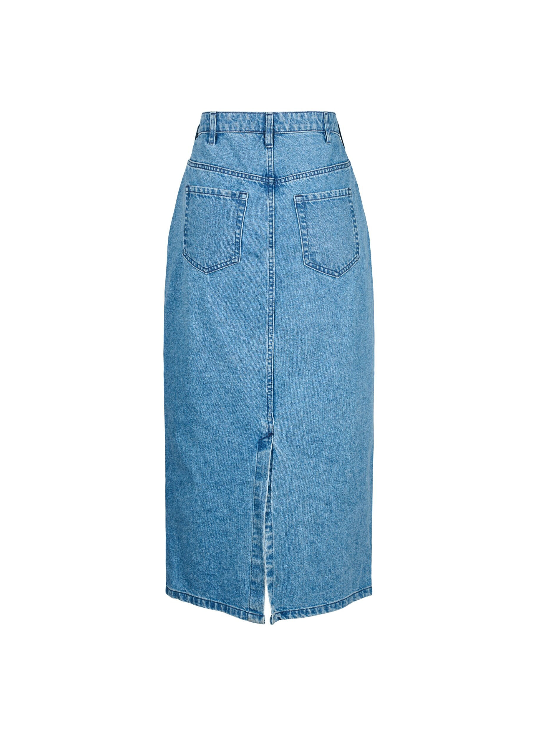 Zizzi Midilengde denimskj&oslash;rt med splitt bak, Denim Blue, Packshot image number 1
