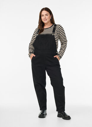 Zizzi Denim snekkerbukse, Black, Model image number 0
