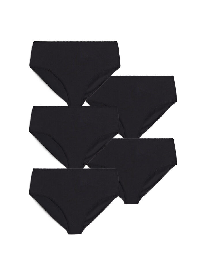 5-pack bomullstruser med vanlig midje, Svart, Packshot image number 0