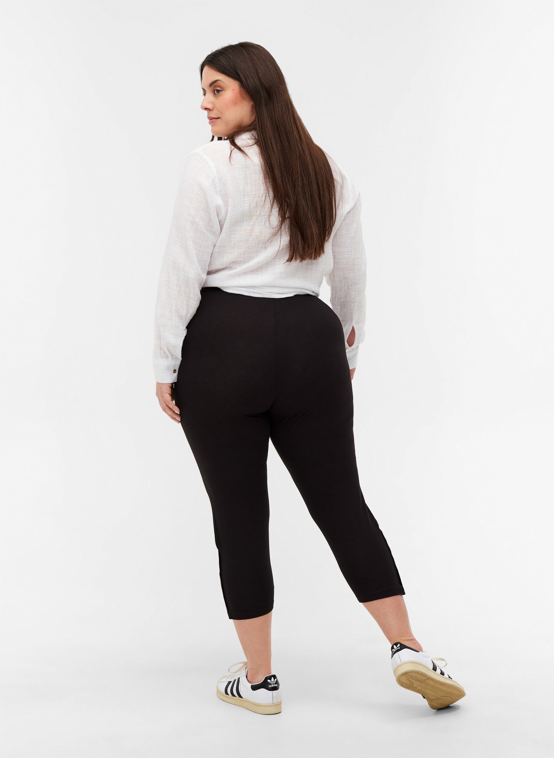 Zizzi 3/4-leggings med knapper, Black, Model image number 1
