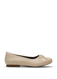 Wide fit - Ballerinas med en sløyfe, Beige