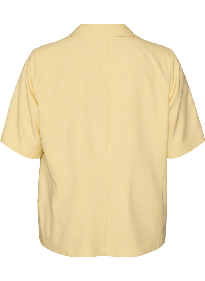 Blazer med korte ermer og slag, Gul, Packshot image number 1