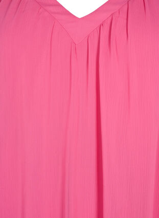 Ensfarget bluse med flaggermusermer og V-hals, Shocking Pink, Packshot image number 2