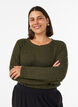 Jerseybluse med ribbestruktur og lange ermer, Gr&oslash;nn, Model image number 0