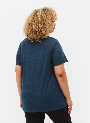 Melert trenings T-skjorte med rund hals, Night Sky Mel., Model image number 1