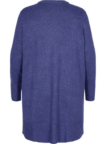 Melert strikket cardigan med lommer, Deep Cobalt Mel., Packshot image number 1