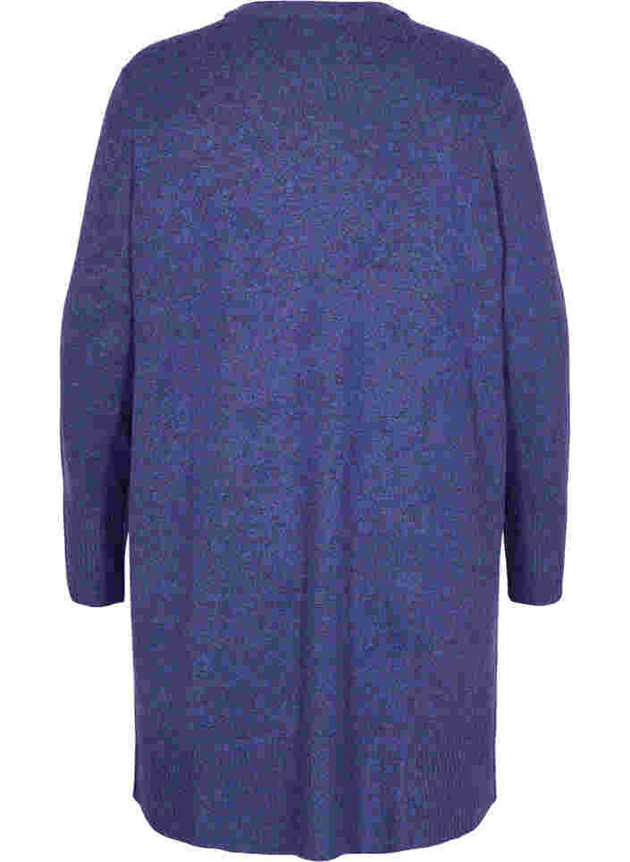 Melert strikket cardigan med lommer, Deep Cobalt Mel., Packshot image number 1