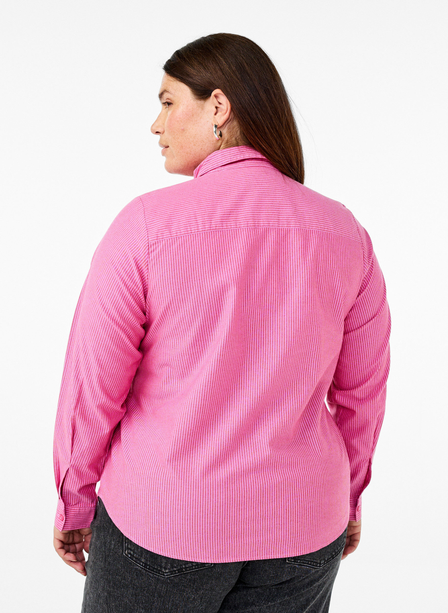 Zizzi Langermet bomullsskjorte, R&oslash;d, Model image number 2