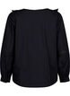Bluse med ruffles og blondestrikk, Svart, Packshot image number 1