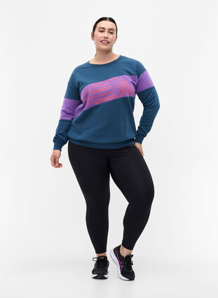 Sweatshirt med sporty print, Blue Wing Teal Comb, Model image number 2