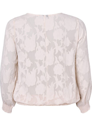 Jacquardbluse med smocking, Warm Off-white, Packshot image number 1
