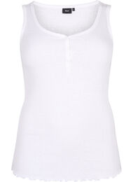 Ribbestrikket tanktopp med knapper, Bright White