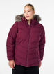 Kort boblejakke med hette, M&oslash;rk Bordeaux, Model image number 0