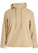 Fleece hettegenser med h&oslash;y hals og brodert tekst, Beige, Packshot image number 0