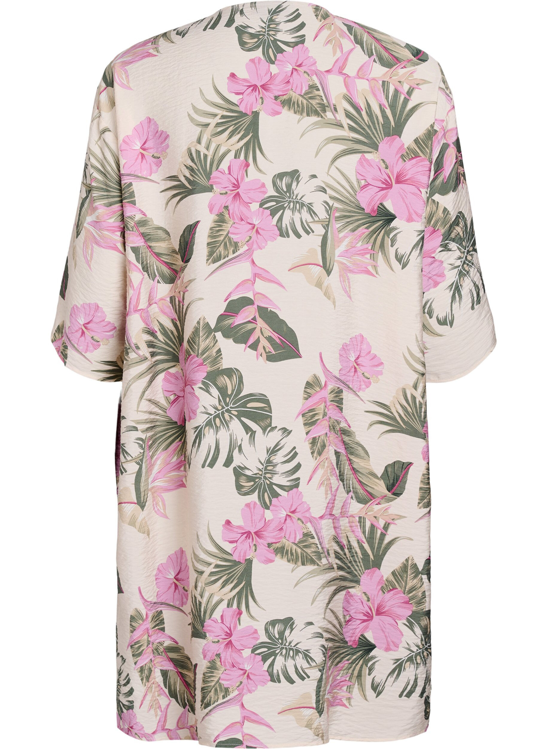 Zizzi Kimono i viskose med 3/4 ermer, Vanilje, Packshot image number 1