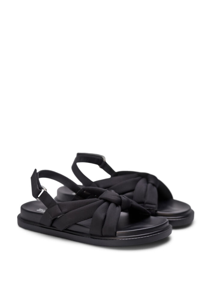 Sandal med bred passform og knutedetaljer, Svart, Packshot image number 1
