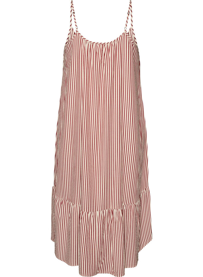 Sommerkjole med striper og A-form, R&oslash;d, Packshot image number 1