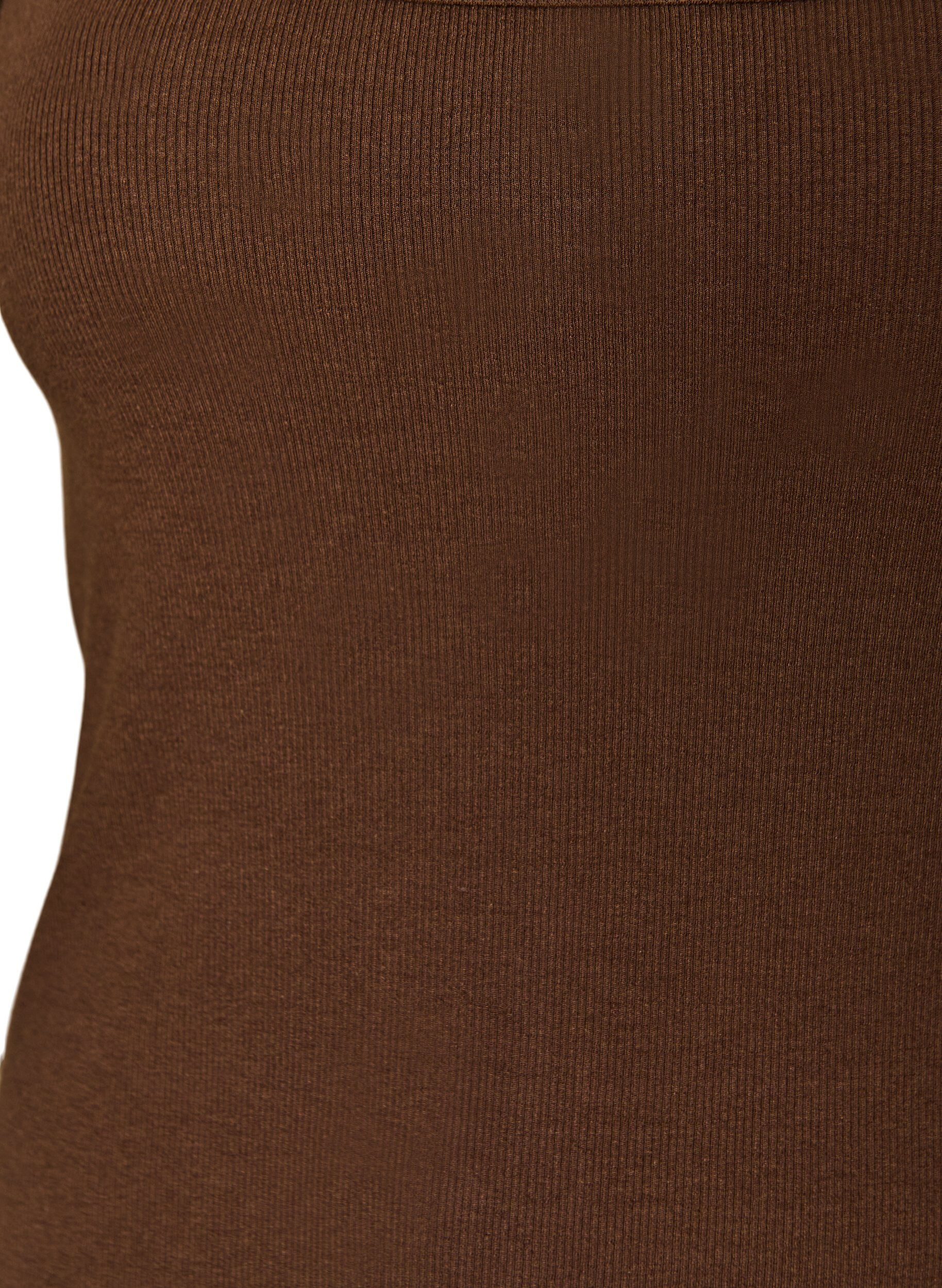 ZizziRibbet topp med firkantet halslinje, Brun, Packshot image number 2