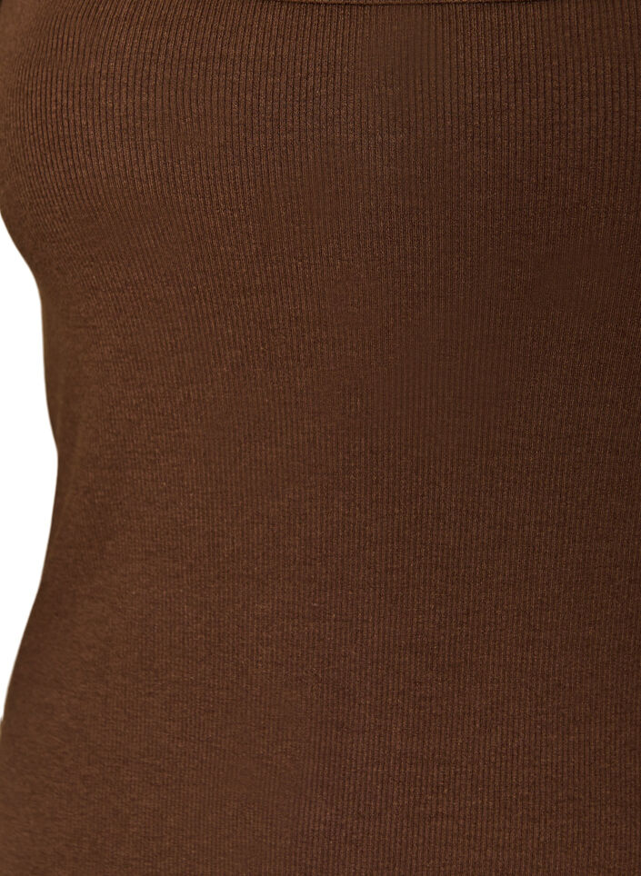 Ribbet topp med firkantet halslinje, Brun, Packshot image number 2