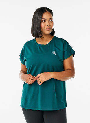 Zizzi Ensfarget t-skjorte til trening, Grønn, Model image number 0