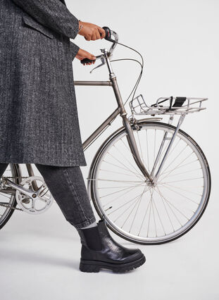 Zizzi Wide fit - Croco Chelsea-støvel i skinn, Black, Image image number 0