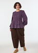 Bluse med smocket topp og blomstertrykk, Bl&aring;, Model image number 0