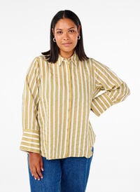 Ledig skjorte med striper, Grønn Ledig skjorte med striper, Grønn, Model