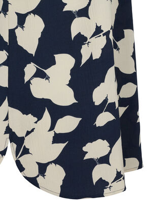 FLASH - Blomstrete tunika med korte ermer, Blue White Flower, Packshot image number 3