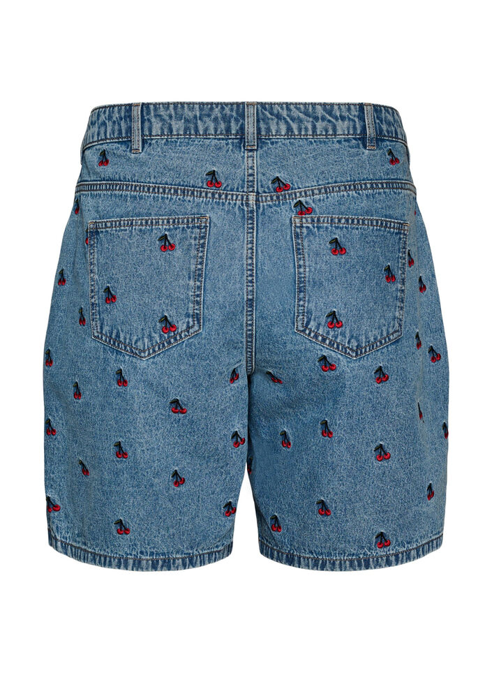 Broderte denimshorts, Bl&aring;, Packshot image number 1