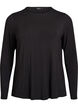 Ensfarvet bluse med lange ermer, Svart, Packshot image number 0