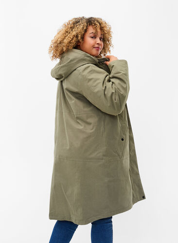Vanntett jakke med avtagbar hette, Dusty Olive, Model image number 1