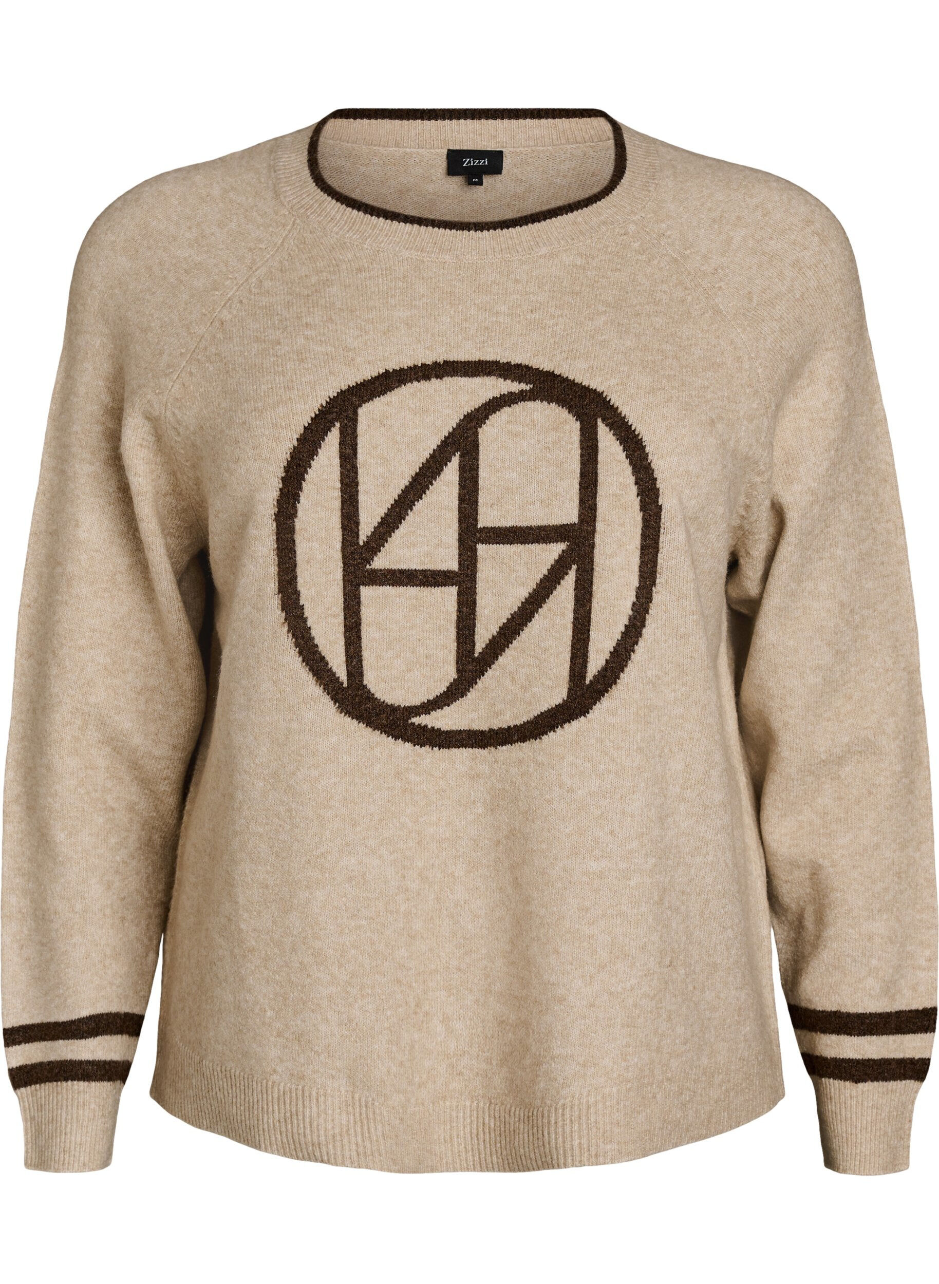 ZizziGenser med logo og kontraststriper, Beige, Packshot image number 0