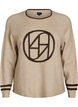 Genser med logo og kontraststriper, Beige, Packshot image number 0