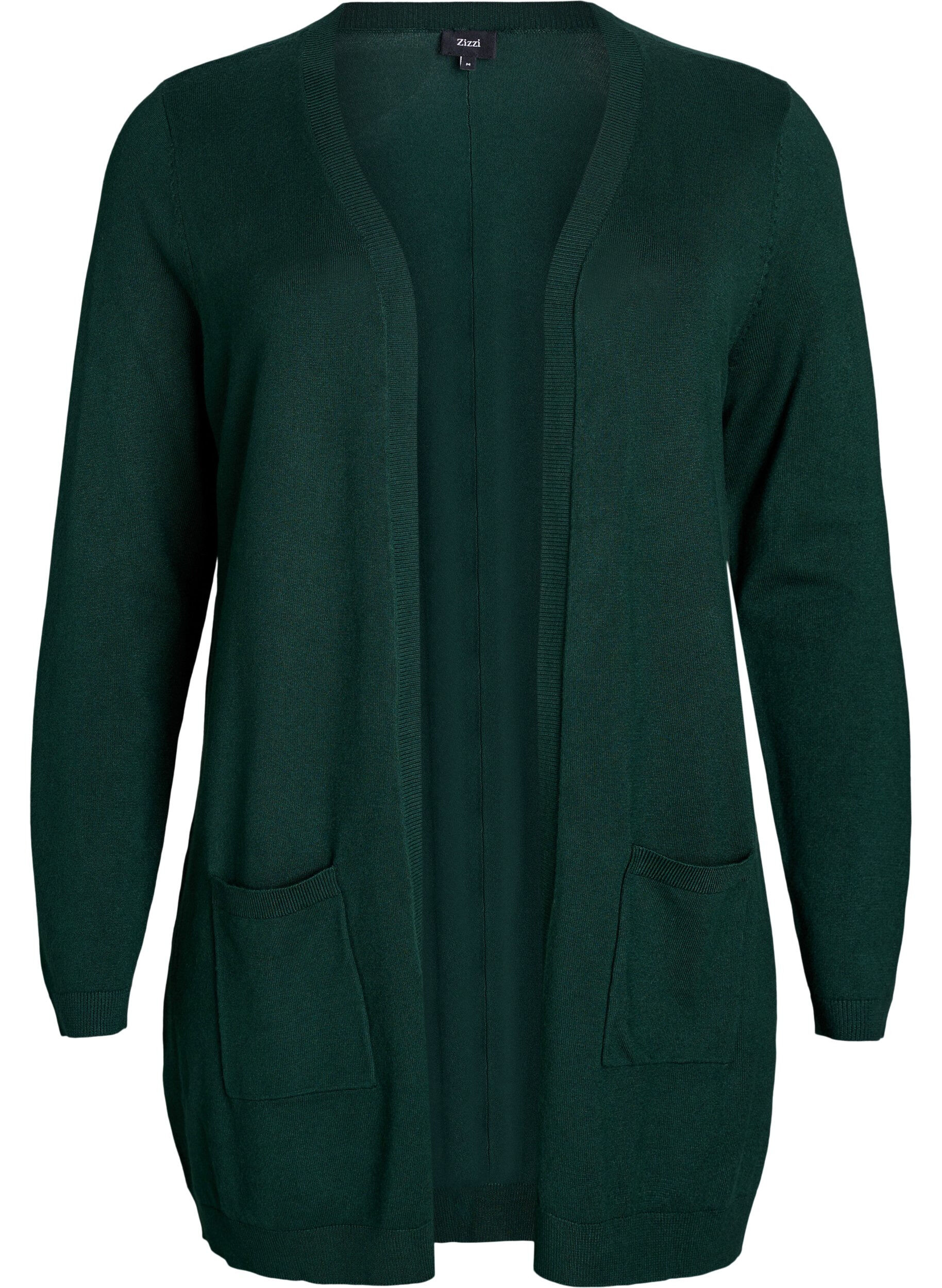 Lang, strikket cardigan i en viskoseblanding