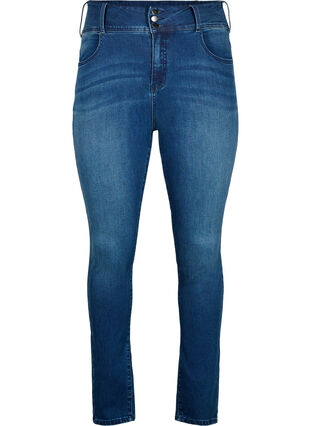 Super slanke Bea-jeans med ekstra høy midje, Blue denim, Packshot image number 0