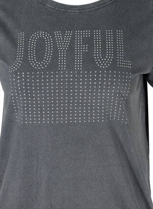 T-skjorte i bomull med nagler og smock, Grey Wash, Packshot image number 2