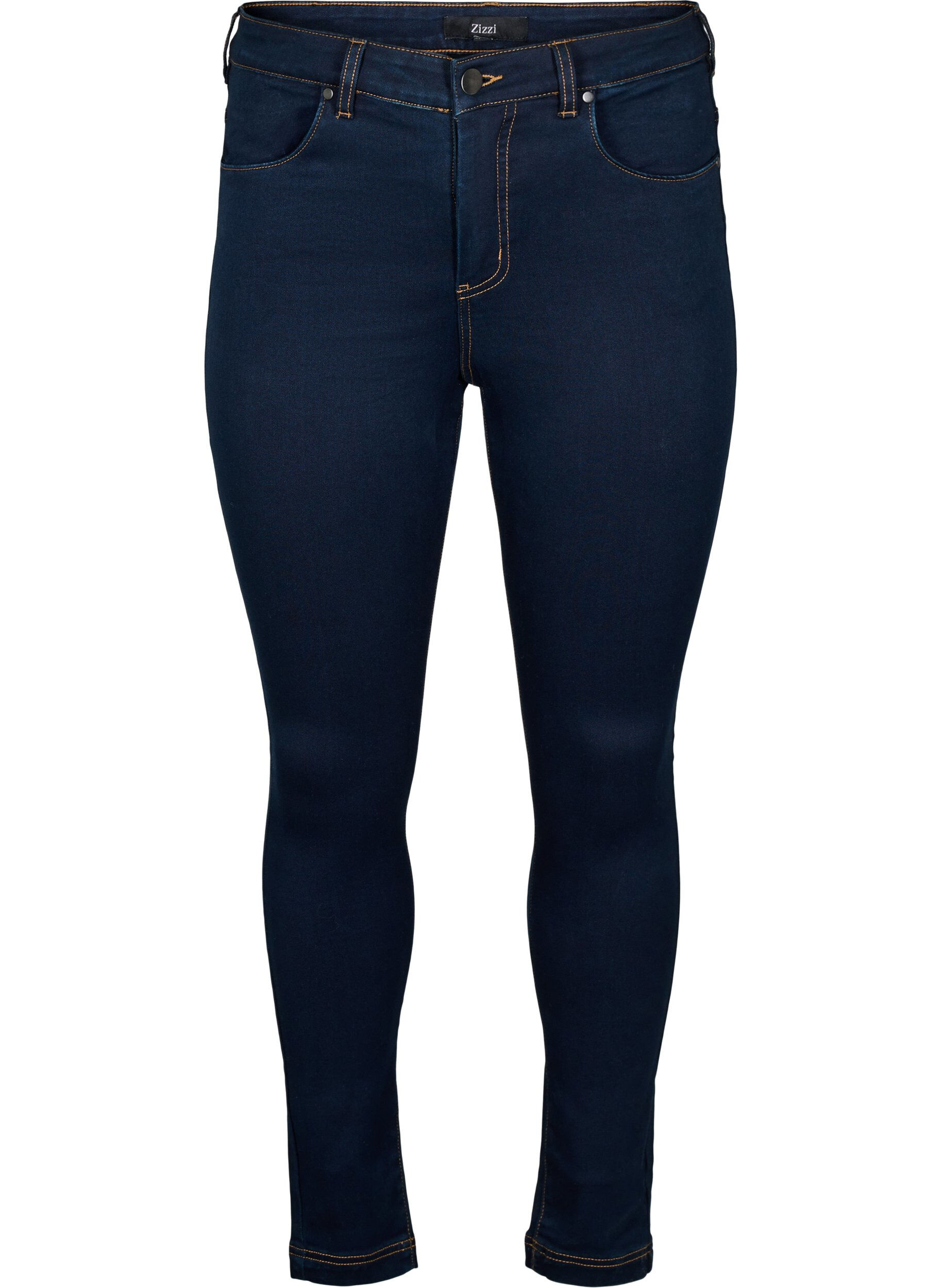 ZizziSuper slim Amy jeans med h&oslash;yt liv, Unwashed, Packshot image number 0