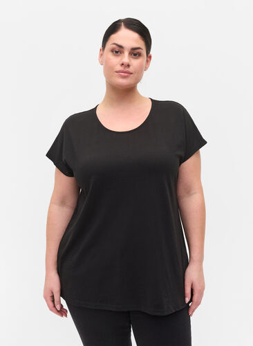 T-skjorte i bomullsmiks, Black, Model image number 0