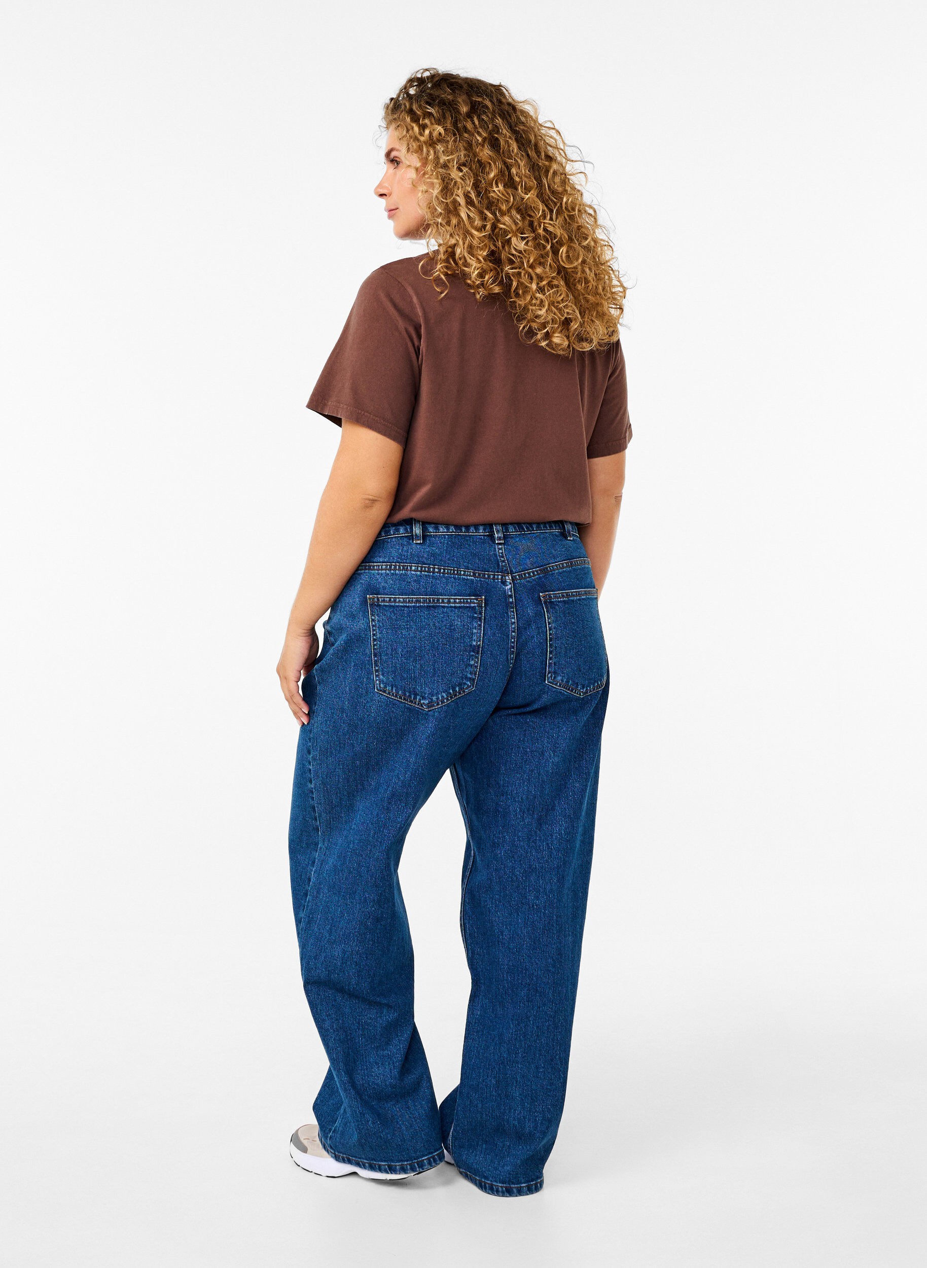 ZizziJeans med vide ben og h&oslash;y midje, Bl&aring;, Model image number 1