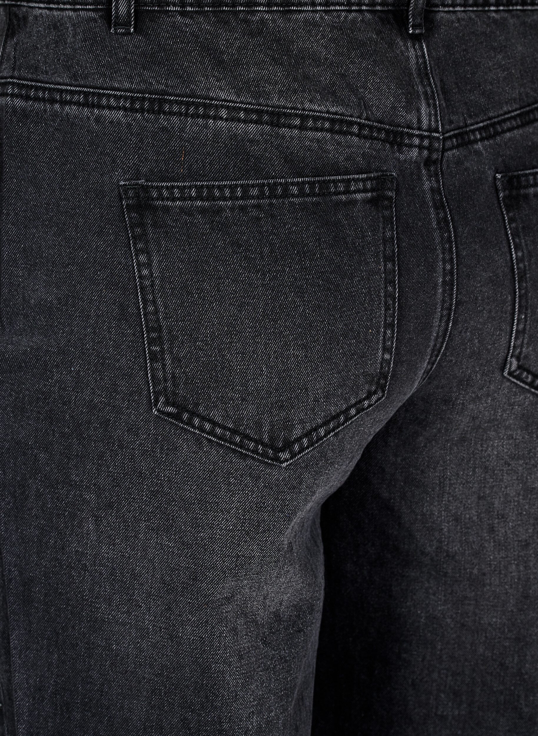Zizzi Straight fit jeans med rhinesteiner og h&oslash;y midje, Gr&aring;, Packshot image number 3