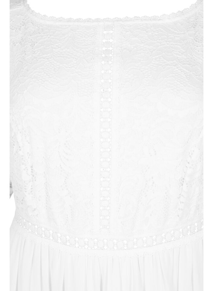 Maksikjole med ryggskjæring og korte ermer, Bright White, Packshot image number 2