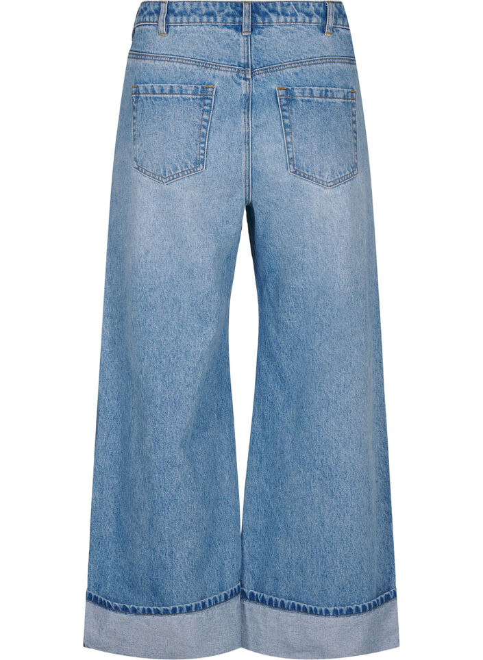 Jeans med vide ben og oppbrett, L.B.Denim, Packshot