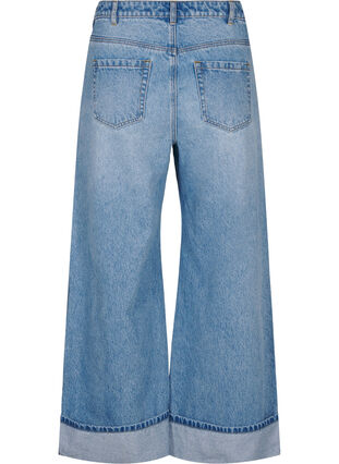 Zizzi Jeans med vide ben og oppbrett, Blå, Packshot image number 1