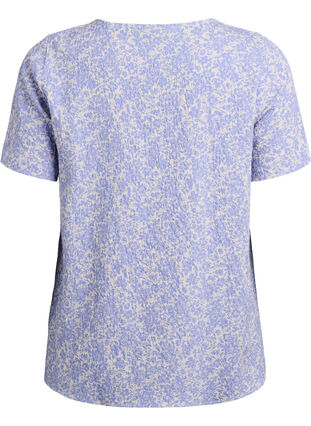 Zizzi FLASH - Kortermet bluse med tekstur, Blå, Packshot image number 1