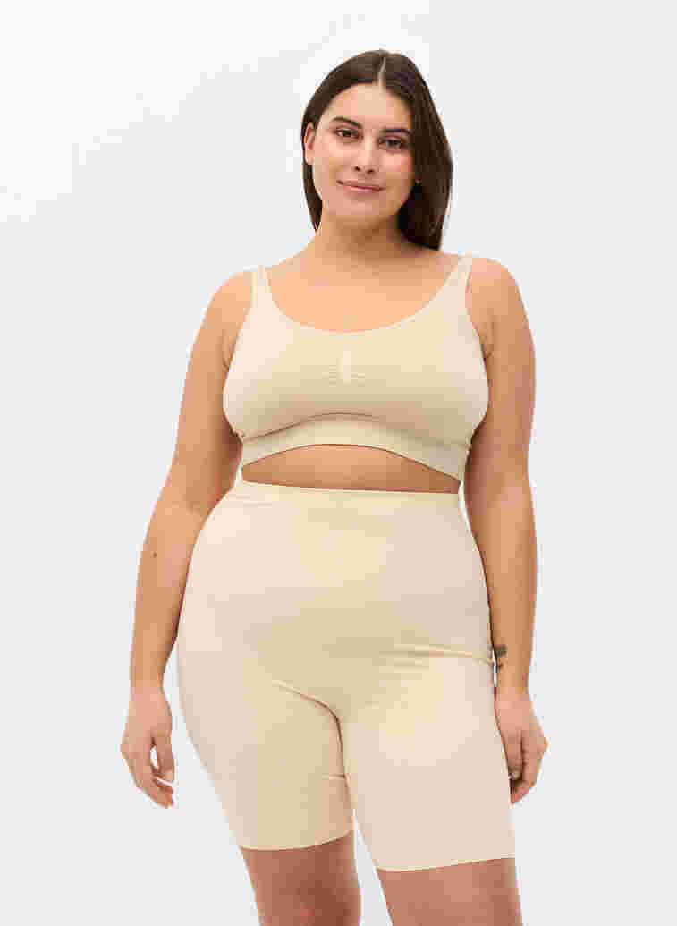 Light shapewear shorts med høyt liv, Nude, Model image number 0