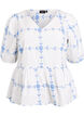 Kortermet bluse med v-hals og broderi, Hvit, Packshot image number 0