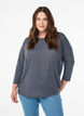 Jersey bluse med 3/4 ermer, Gr&aring;, Model image number 0